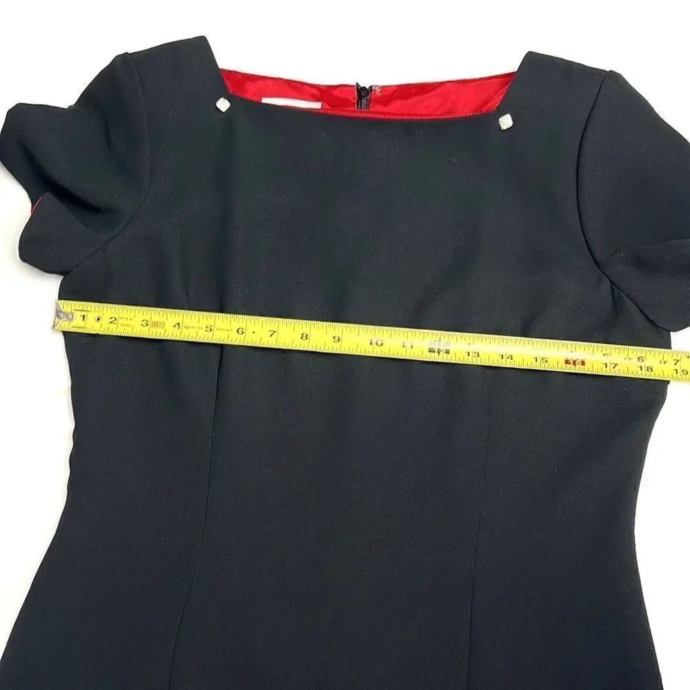 NEW Vintage TALBOTS Sheath Black Little Dress Square Neck Short Sleeve 10 Petite